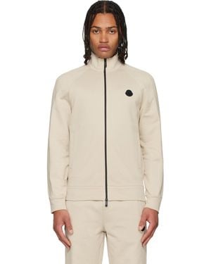 Moncler Cotton Zip-Up Track Jacket - Natural