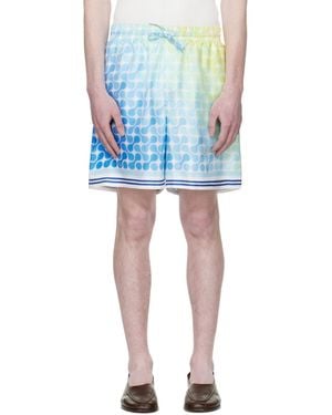 CASABLANCA Gradient Tennis Tile Silk Shorts - Blue