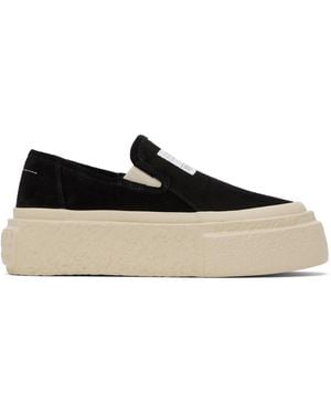 MM6 by Maison Margiela Suede Platform Slip-On Sneakers - Black