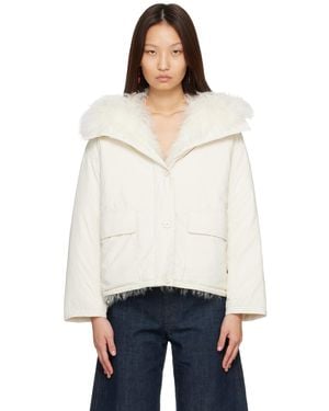 Yves Salomon Curly Lamb Short Ultra-Light Down Jacket - White