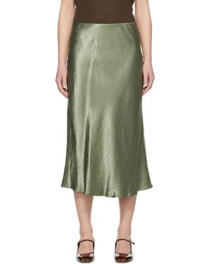 MM by Max Mara Alessio Satin Midi Skirt - Green