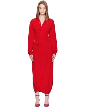 Lemaire V Neck Maxi Dress - Red
