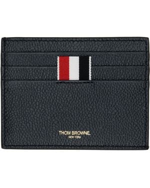Thom Browne ネイビー ペブルレザー カードケース - ブラック