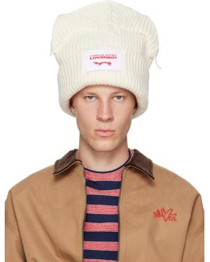 Charles Jeffrey Bonnet Épais Surdimensionné Blanc Cassé À Appliqués D'Oreille - Multicolore