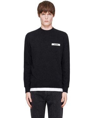 Jacquemus Pull Molletonné Noir À Écusson En Gros-Grain
