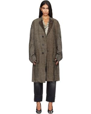 R13 Double Layer Raw Cut Reversible Coat - Brown