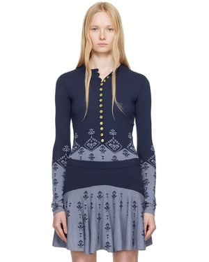 Conner Ives Sock Long Sleeve Henley - Blue