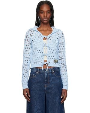 Ganni ブルー Tie String カーディガン