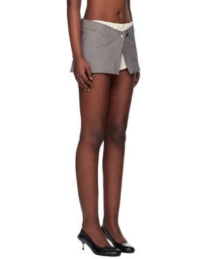 OPEN YY Layered Boxer Short Miniskirt in Natural | Lyst