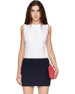 ShuShu/Tong Ruffled Trim Sleeveless Fitted Top - White