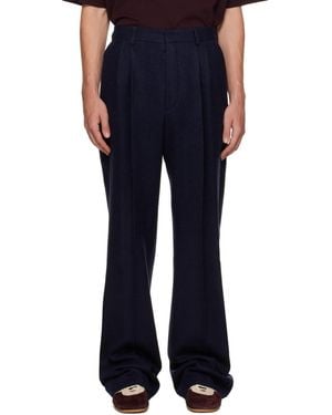 Dries Van Noten Pleated Wool Pants - Blue