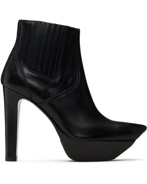 R13 Pointy Toe Platform Heeled Ankle Boots - Black