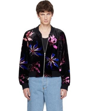 Dries Van Noten Velvet Bomber Jacket - Black