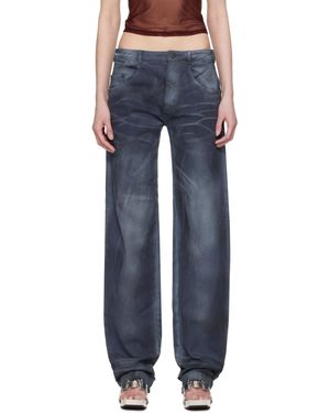 Mowalola Jean Droit Noir À Effet Aérosol Édition Miss Sixty - Bleu