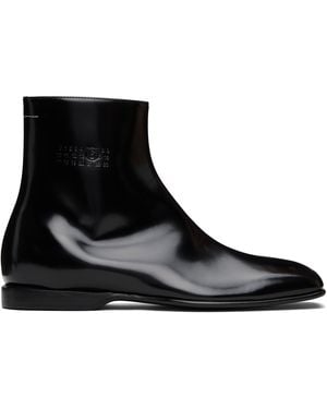 MM6 by Maison Margiela Leather Ankle Boots - Black