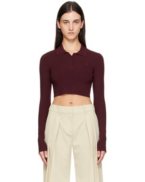 Frankie Shop Polo Écourté Giselle Bourgogne En Tricot - Rouge