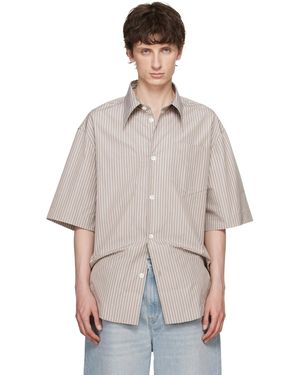 Ami Paris Striped 'Ami De Coeur' Wide Shirt - Natural