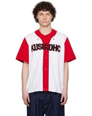 Kusikohc レッド＆ホワイト ベースボールシャツ