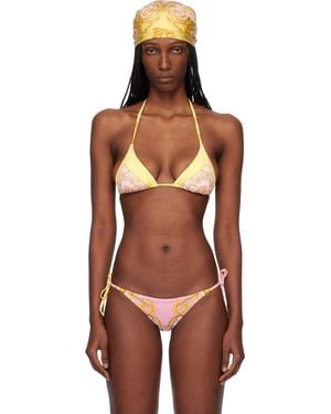 Versace Printed Triangle Bikini Top - Black