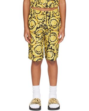 Versace キッズ｜ゴールド＆ブラック バロッコ ショートパンツ - イエロー