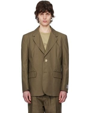 RANRA Khaki Writer Gabardine Tailored Blazer - Multicolour