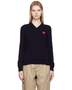COMME DES GARÇONS PLAY Pull Bleu Marine À Logo