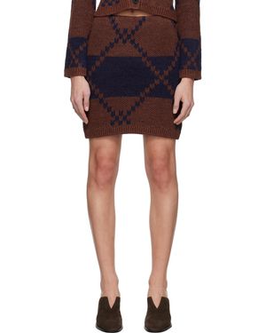 JW Anderson ネイビー＆ブラウン Fairisle ミニスカート - ブラック