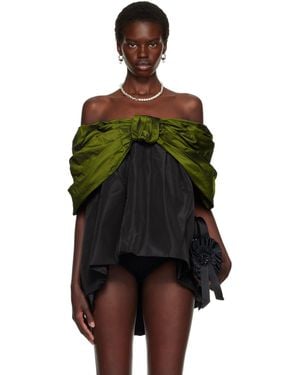 Simone Rocha Khaki & Gathered Bow Top - Green