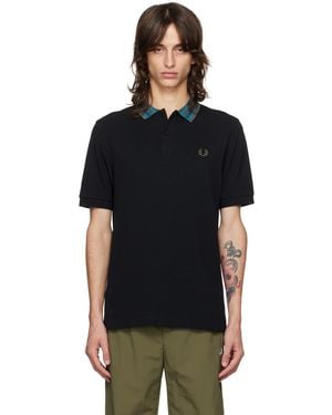 Fred Perry F Perry ジャカードカラー ポロシャツ - ブラック