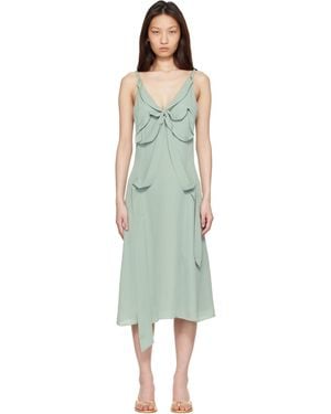 Acne Studios Bow Silk Midi Dress - Green