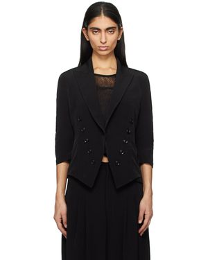 Y's Yohji Yamamoto 3/4 Sleeve Blazer - Black