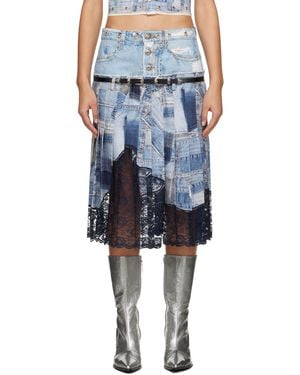 ANDERSSON BELL Trompe L'Œil Denim Midi Skirt - Blue