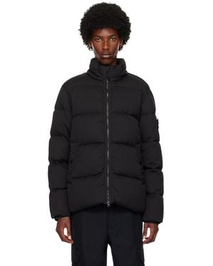 Stone Island ブラック ロゴパッチ ダウンジャケット