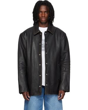 Alexander Wang Snap Front Leather Jacket - Black
