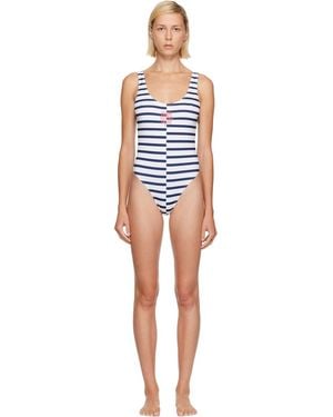 Jean Paul Gaultier 'The Asymmetric Marinière' Swimsuit - Blue