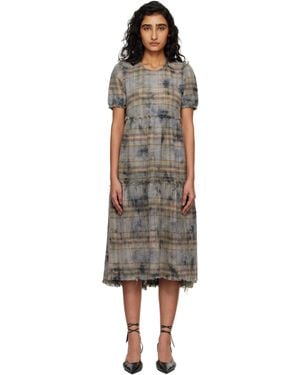 R13 Shredded Relaxed Midi Dress - Black