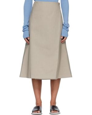 Rier Cotton Bonded Midi Skirt - Natural