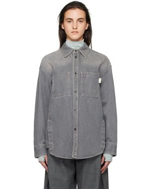 WOOYOUNGMI グレー バックロゴ デニムシャツ