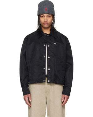 Ami Paris Nylon 'Ami De Coeur' Stud Buttoned Jacket - Black