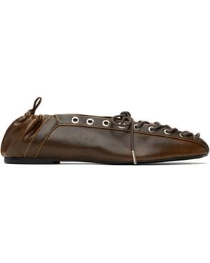 【GANNI】ブラック オレアテックス レースアップ バレリーナ Black Black Oleatex Lace-Up Ballerinas | GANNI IT