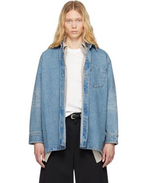 Ami Paris ブルー Ami De Coeur コットン デニム オーバーシャツ