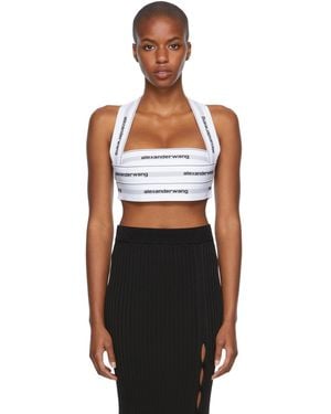 Alexander Wang Logo Elastic Bikini Halter Top - White