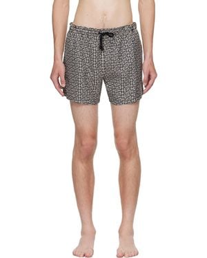 Balmain ベージュ＆ブラック モノグラム スイムショーツ