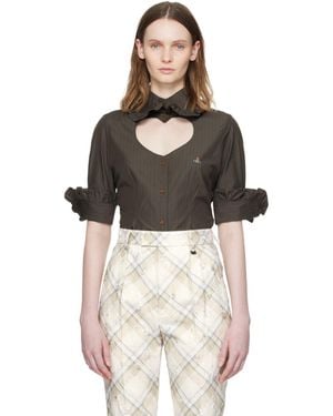 Vivienne Westwood Pinstripe Shirting S/S Toulouse Frill Shirt - Black