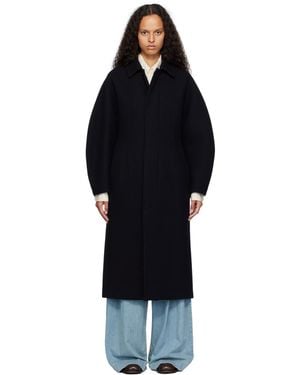 AURALEE Sponge Wool Melton Soutien Collar Coat - Black