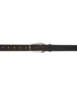 Julius Crackled Suede Pin-Buckle Belt - Black