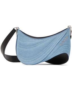 Mugler ブルー& スモール Spiral Curve 01 デニム バッグ - ブラック