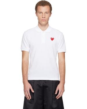 COMME DES GARÇONS PLAY ホワイト レッドエンブレム ポロシャツ