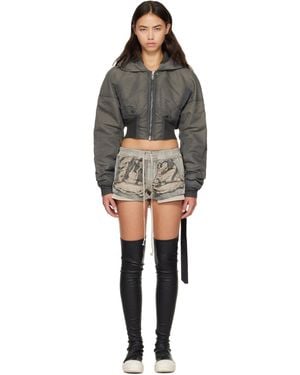 Rick Owens Tower Hooded Cropped Flight Jacket - Gray