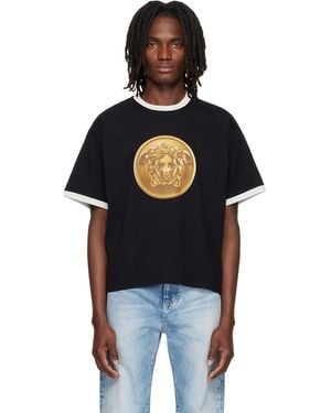 Versace Printed Cotton-Jersey Regular T-Shirt - Black